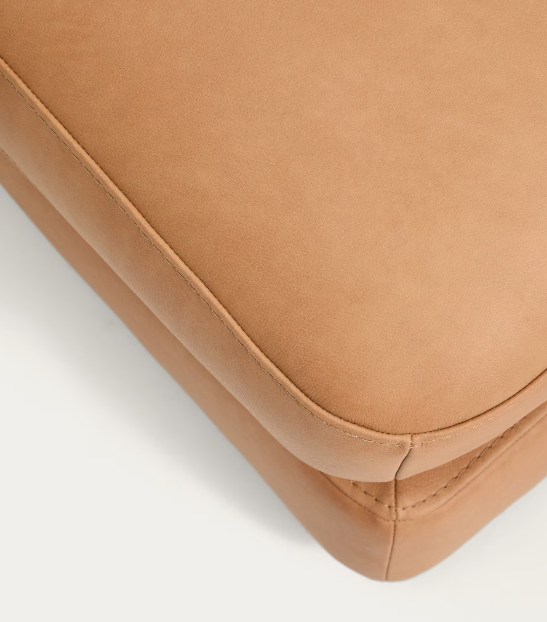 LEATHER GALA brown leather footrest 90 x 90cm
