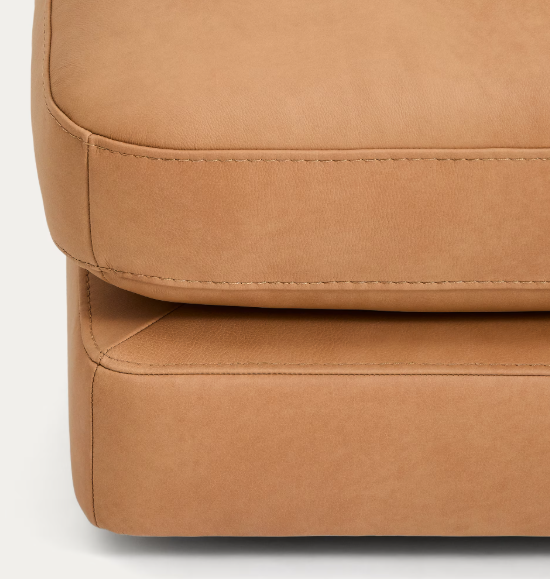 LEATHER GALA brown leather footrest 90 x 90cm