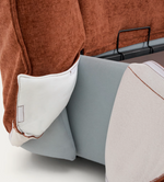 ARVIAN terracotta chenille removable-cover bed with lift-up storage base