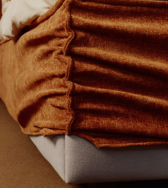 ARVIAN terracotta chenille removable-cover bed with lift-up storage base