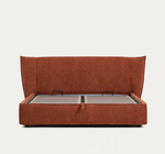 ARVIAN terracotta chenille removable-cover bed with lift-up storage base