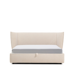 ARVIAN beige chenille removable-cover bed with lift-up storage base