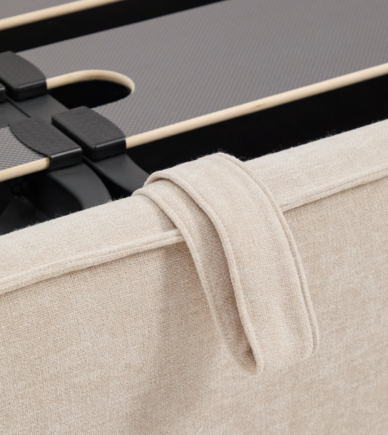 ARVIAN beige chenille removable-cover bed with lift-up storage base