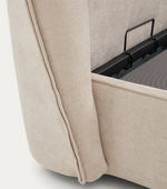 ARVIAN beige chenille removable-cover bed with lift-up storage base