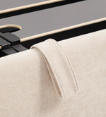 DAFRA beige chenille removable-cover bed with lift-up storage base