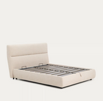 DAFRA beige chenille removable-cover bed with lift-up storage base