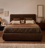 DAFRA dark brown chenille removable-cover bed with lift-up storage base