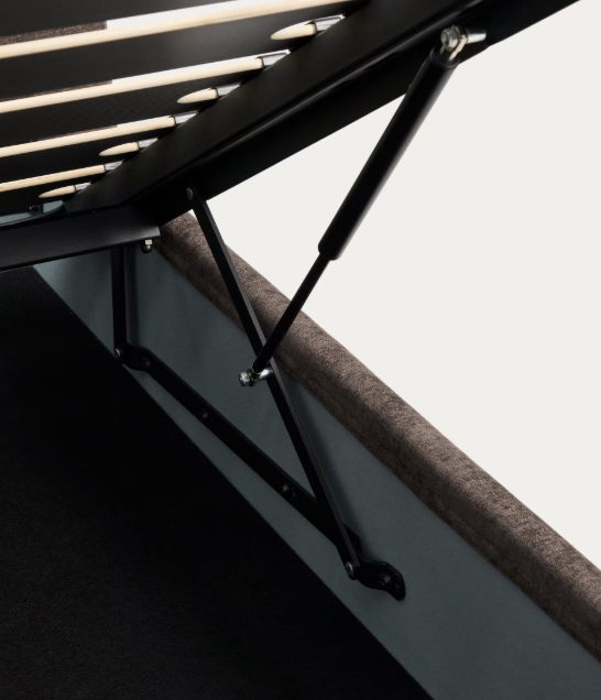 DAFRA dark brown chenille removable-cover bed with lift-up storage base