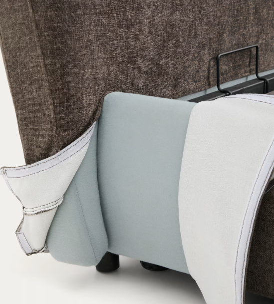 DAFRA dark brown chenille removable-cover bed with lift-up storage base