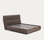 DAFRA dark brown chenille removable-cover bed with lift-up storage base