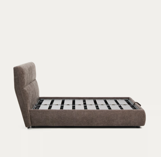 DAFRA dark brown chenille removable-cover bed with lift-up storage base