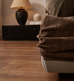 DAFRA dark brown chenille removable-cover bed with lift-up storage base