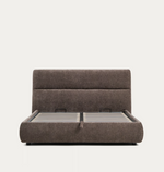 DAFRA dark brown chenille removable-cover bed with lift-up storage base