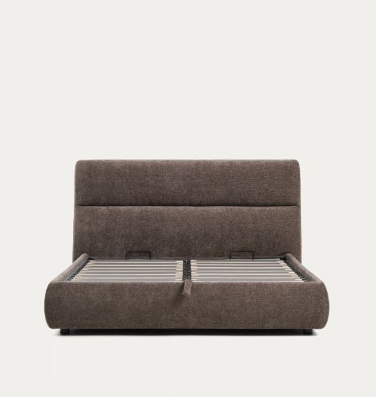 DAFRA dark brown chenille removable-cover bed with lift-up storage base