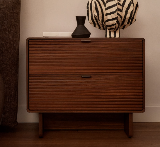 NORLEN 2-drawer bedside table in walnut veneer