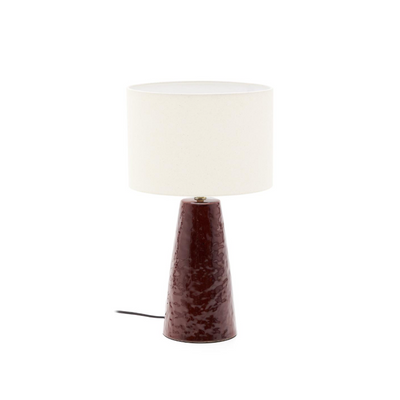 DRAVA table lamp in burgundy ceramic with cotton shade