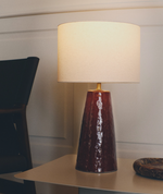 DRAVA table lamp in burgundy ceramic with cotton shade