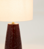 DRAVA table lamp in burgundy ceramic with cotton shade