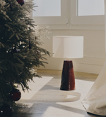 DRAVA table lamp in burgundy ceramic with cotton shade
