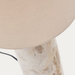 RAZE table lamp in beige marble with a beige linen shade