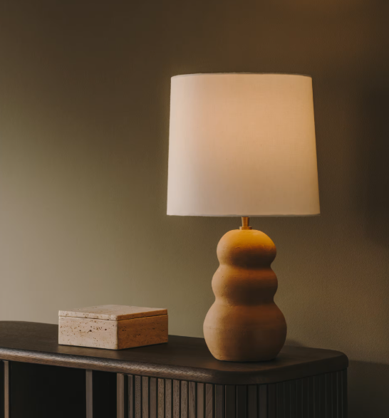 MADSEN terracotta table lamp with white shade