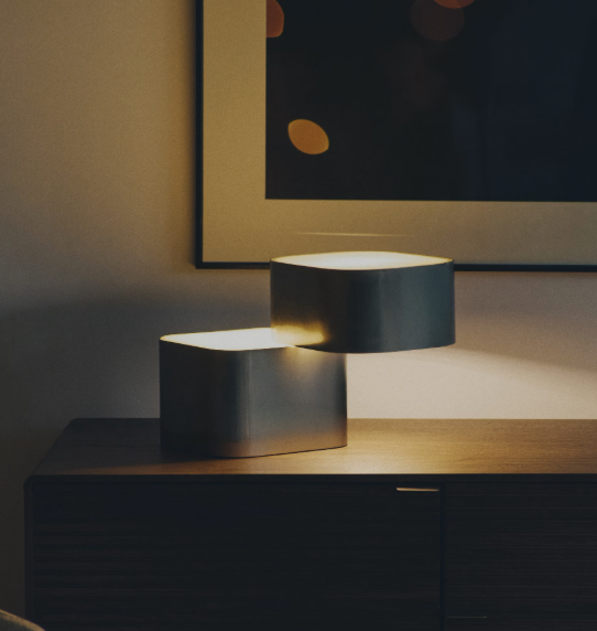 TANDEN table lamp in grey metal with brushed finish