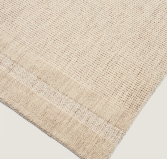 DALENA beige striped jacquard wool rug 300 x 200cm