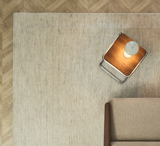 DALENA beige striped jacquard wool rug 300 x 200cm