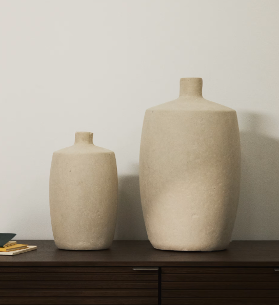 MIRENI papier-mâché vase beige Ø 26 cm