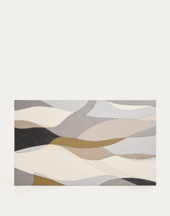 MARVILO grey and mustard abstract canvas 120 x 200cm