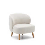 ULIT armchair in beige chenille with solid beech wood legs in a natural finish