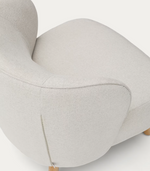 ULIT armchair in beige chenille with solid beech wood legs in a natural finish