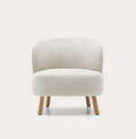ULIT armchair in beige chenille with solid beech wood legs in a natural finish