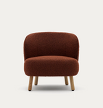 ULIT armchair in terracotta bouclé with solid beech wood legs in a natural finish