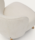 ULIT armchair in white bouclé with solid beech wood legs in a natural finish