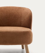 ULIT armchair in terracotta chenille with solid beech wood legs in a natural finish