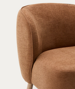 ULIT armchair in terracotta chenille with solid beech wood legs in a natural finish