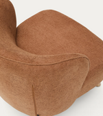 ULIT armchair in terracotta chenille with solid beech wood legs in a natural finish