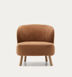 ULIT armchair in terracotta chenille with solid beech wood legs in a natural finish