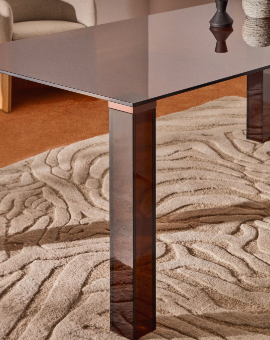 ADULARIA table in brown tempered glass 160 x 90cm