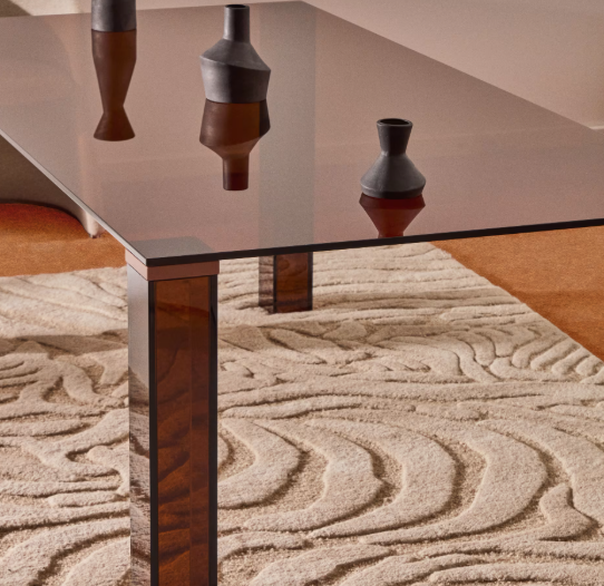 ADULARIA table in brown tempered glass 160 x 90cm