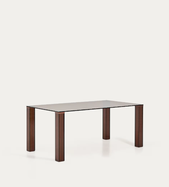 ADULARIA table in brown tempered glass 160 x 90cm