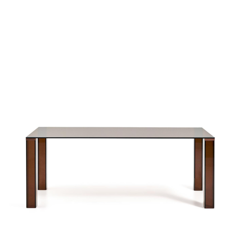 ADULARIA table in brown tempered glass 200 x 100cm