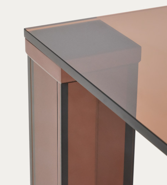 ADULARIA table in brown tempered glass 200 x 100cm