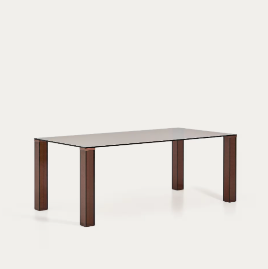 ADULARIA table in brown tempered glass 200 x 100cm