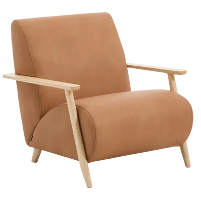 MEGHAN Armchain in brown leather