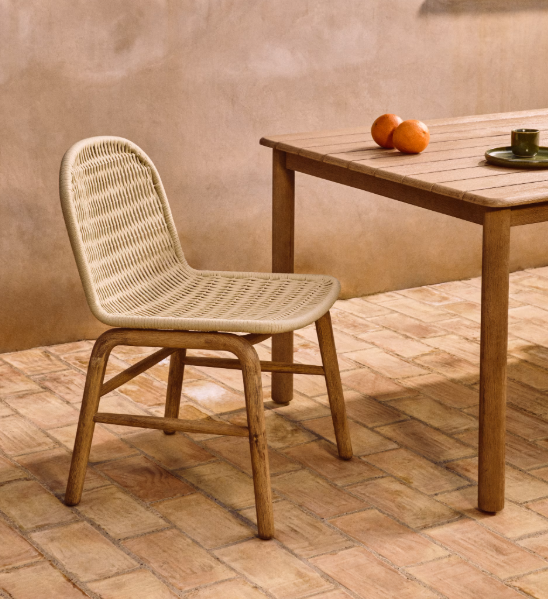 ALIPA chair in FSC 100% solid acacia wood and ecru rope cord