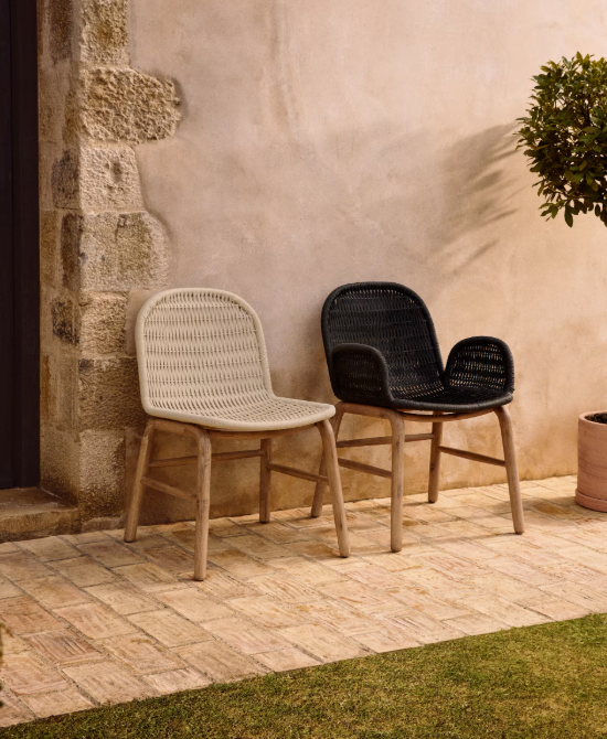 ALIPA chair in FSC 100% solid acacia wood and ecru rope cord