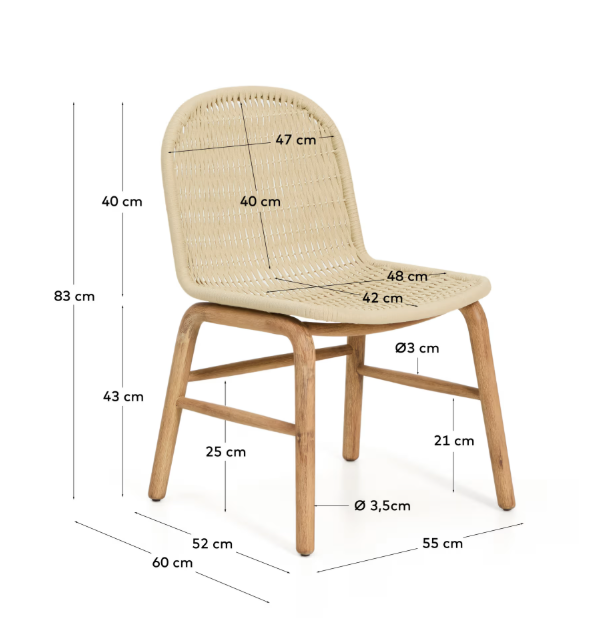 ALIPA chair in FSC 100% solid acacia wood and ecru rope cord