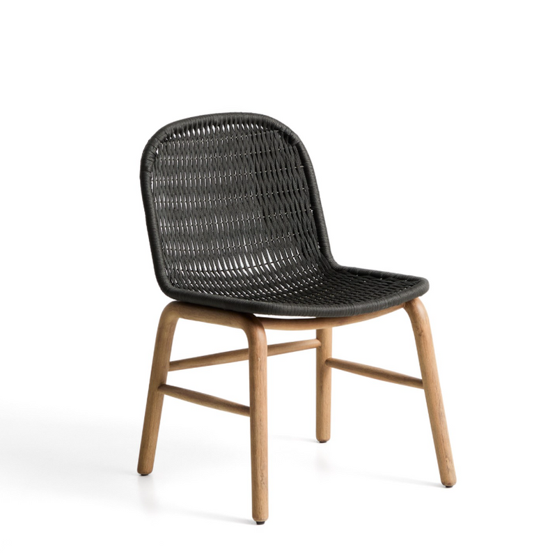 ALIPA chair in FSC 100% solid acacia wood and dark grey rope cord
